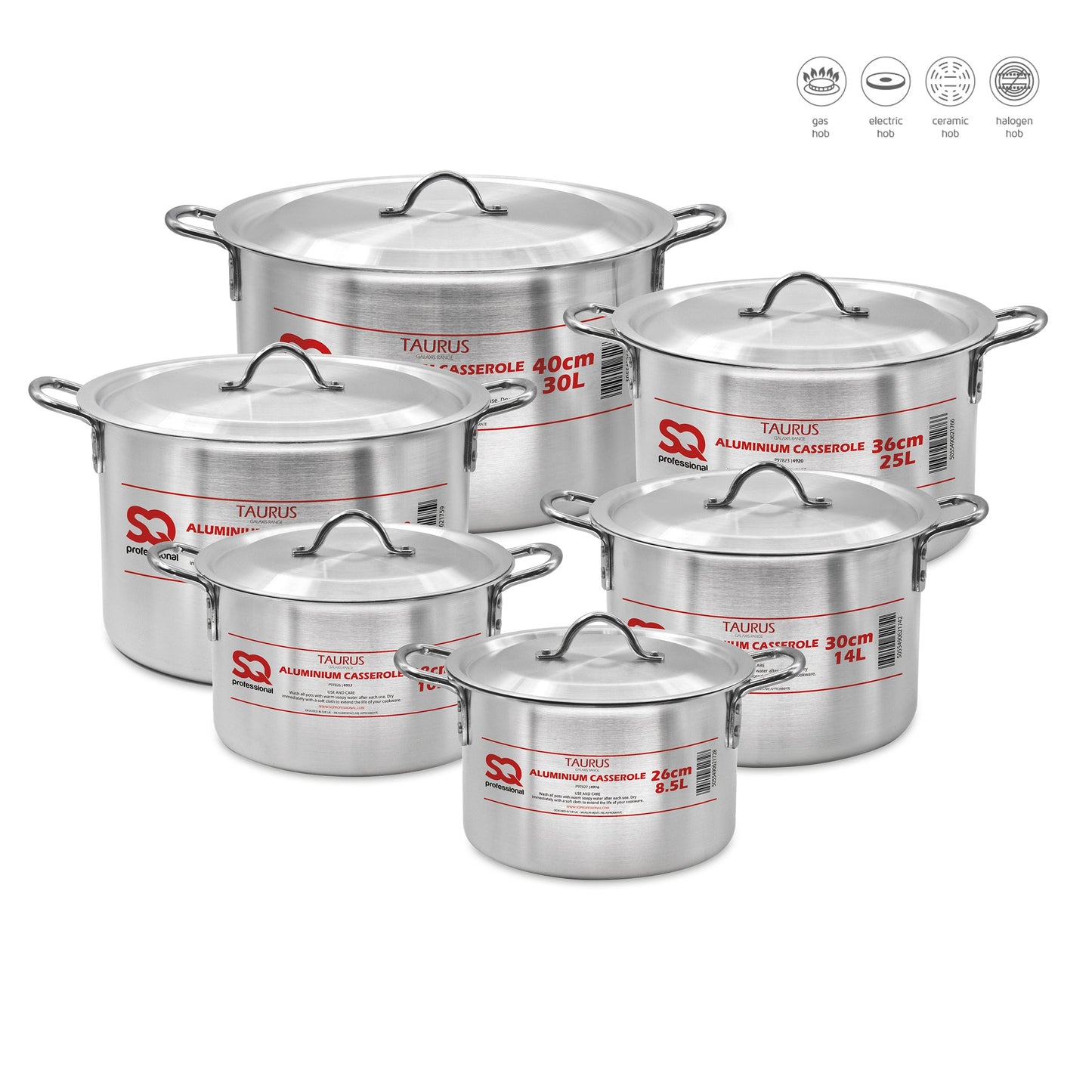 Aluminium Casseroles - TAURUS - 6 Pcs Set