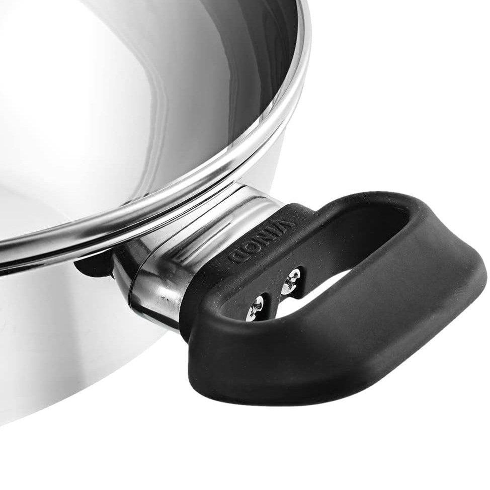 Stainless Steel Wok / Kadai With Glass Lid - Induction Base - DELUXE - 20 cm / 1.5 L