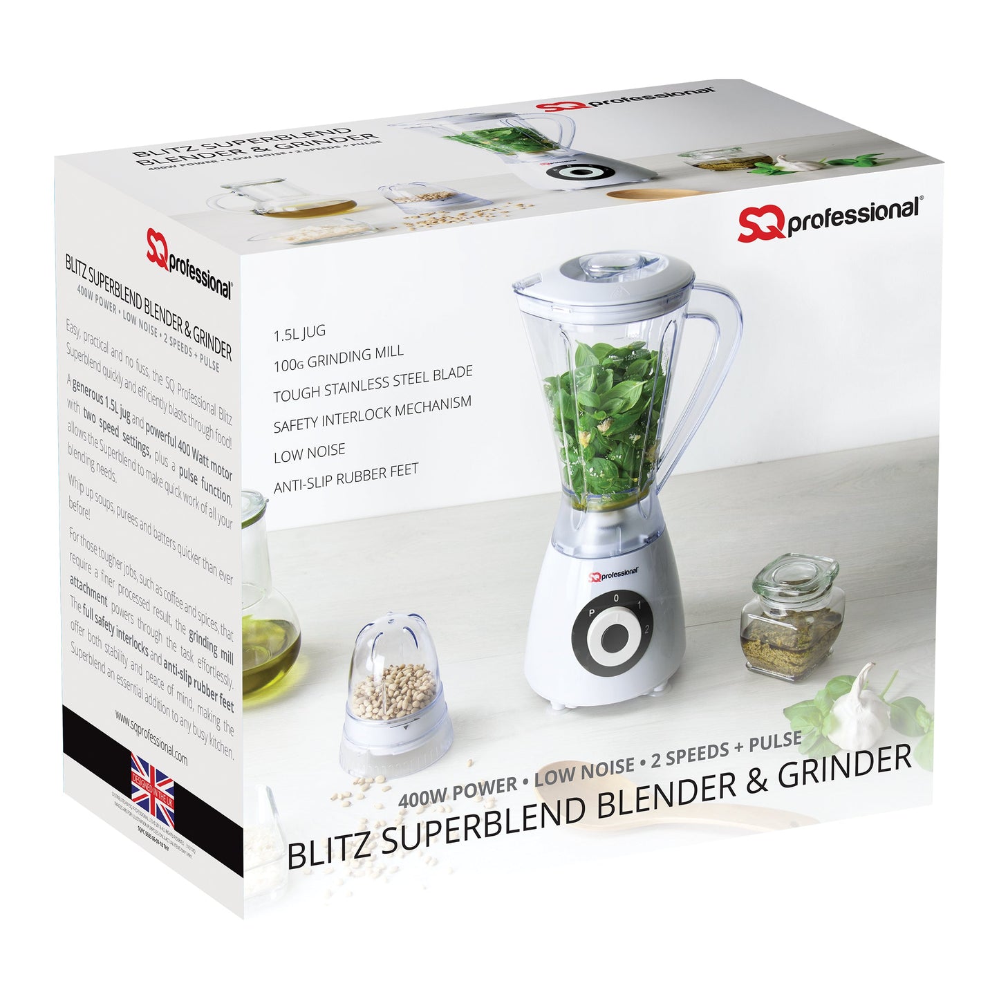 600W 2 in 1 Blender & Grinder - BLITZ SUPERBLEND - Black - 100g