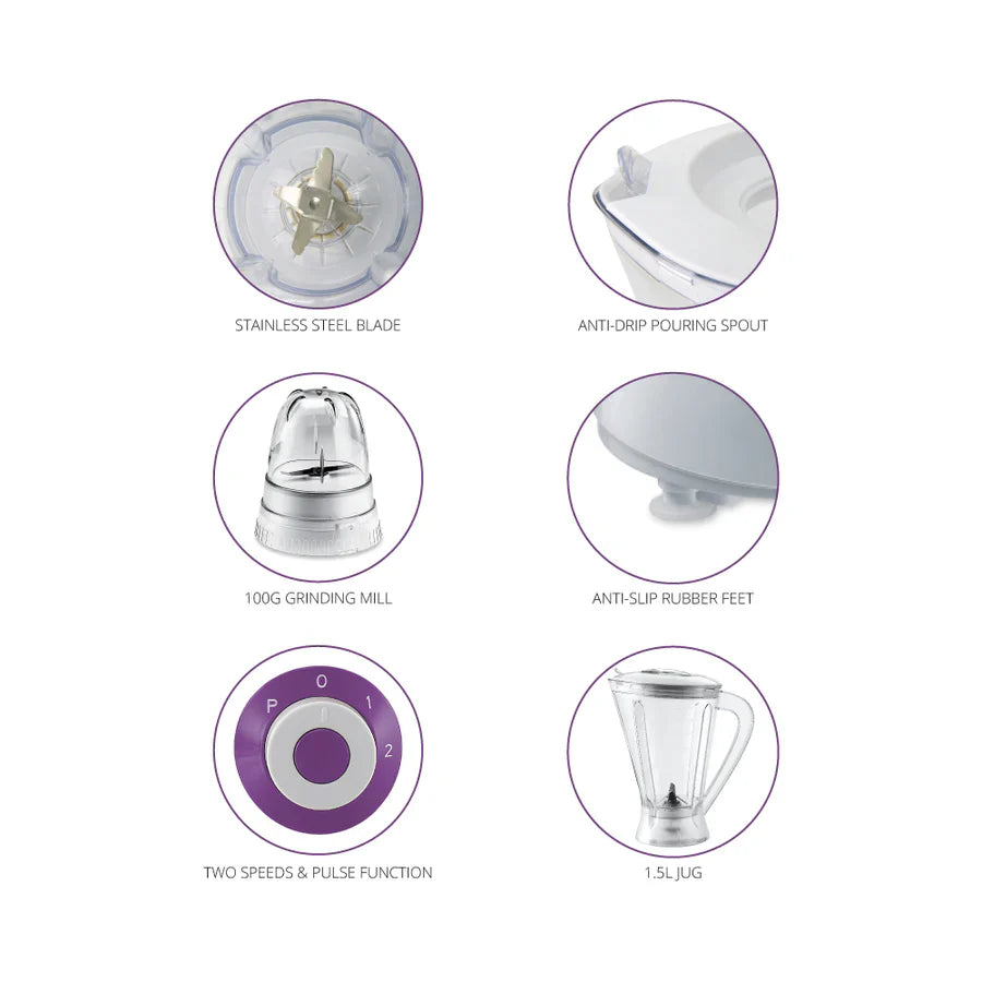 600W 2 in 1 Blender & Grinder - BLITZ SUPERBLEND - Purple - 100g