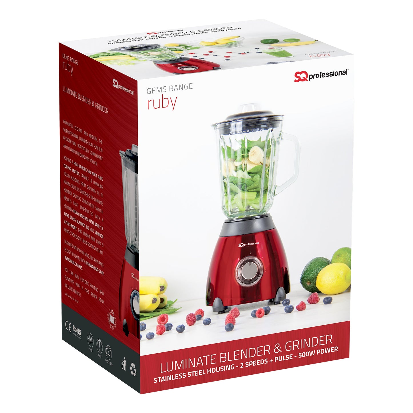 500W 2 in 1 Luminate Blender & Grinder - GEMS - Ruby