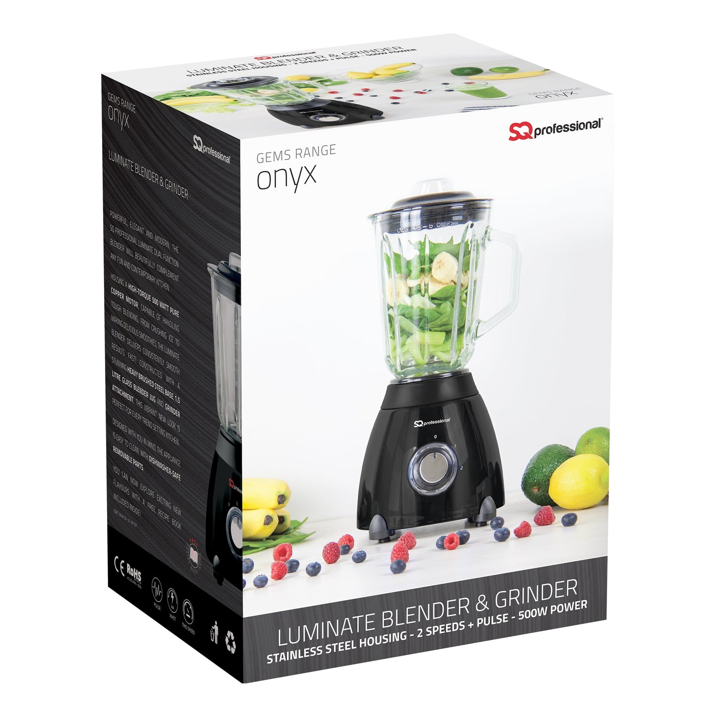 500W 2 in 1 Luminate Blender & Grinder - GEMS - Onyx