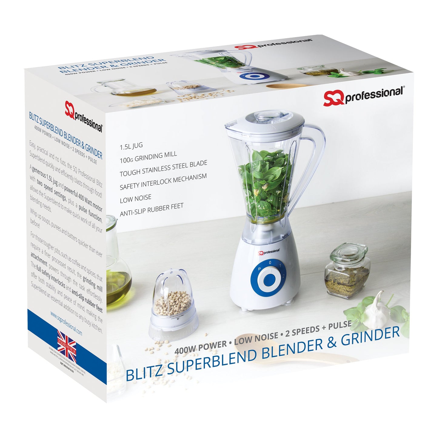 600W 2 in 1 Blender & Grinder - BLITZ SUPERBLEND - Blue - 100g