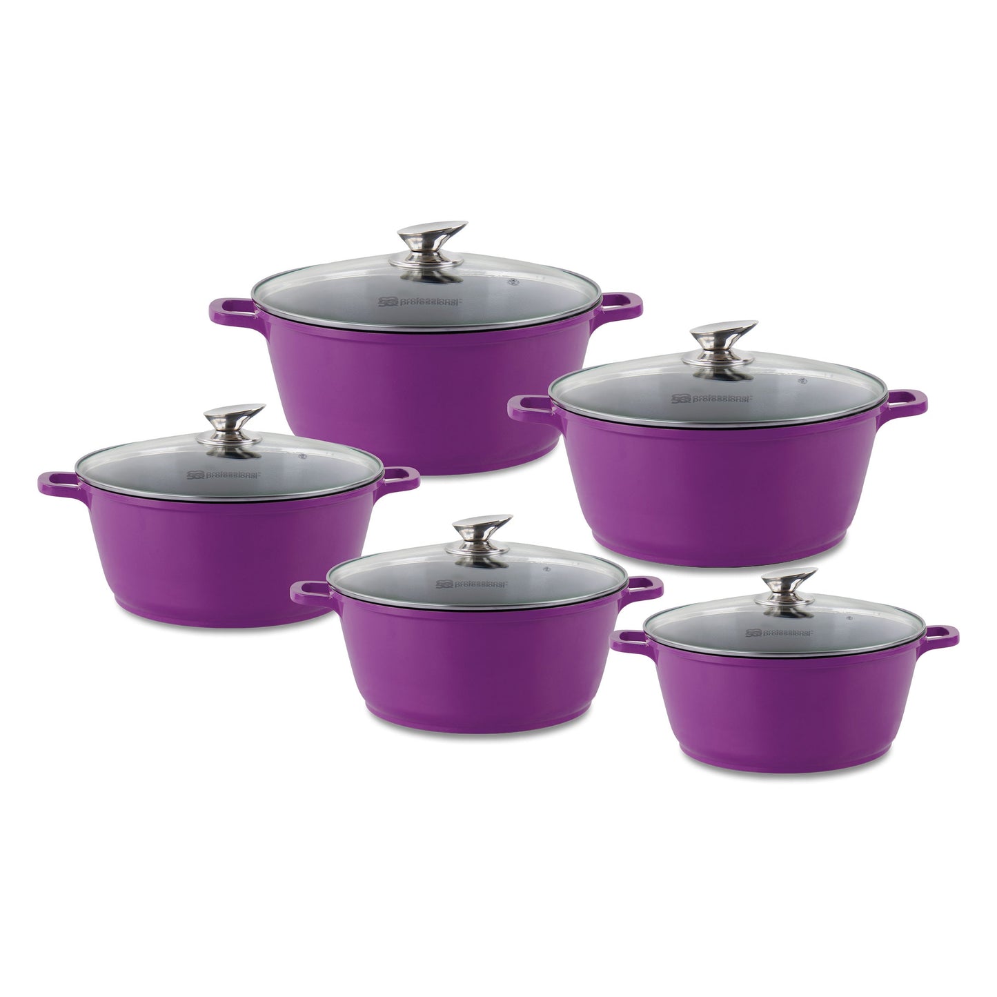 Die Cast Stockpots With Induction - NEA - Purple - 5 Pcs Set