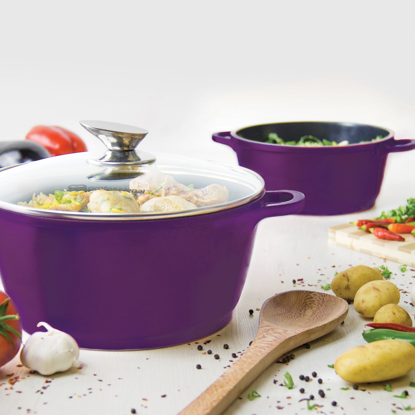 Die Cast Stockpots With Induction - NEA - Purple - 5 Pcs Set