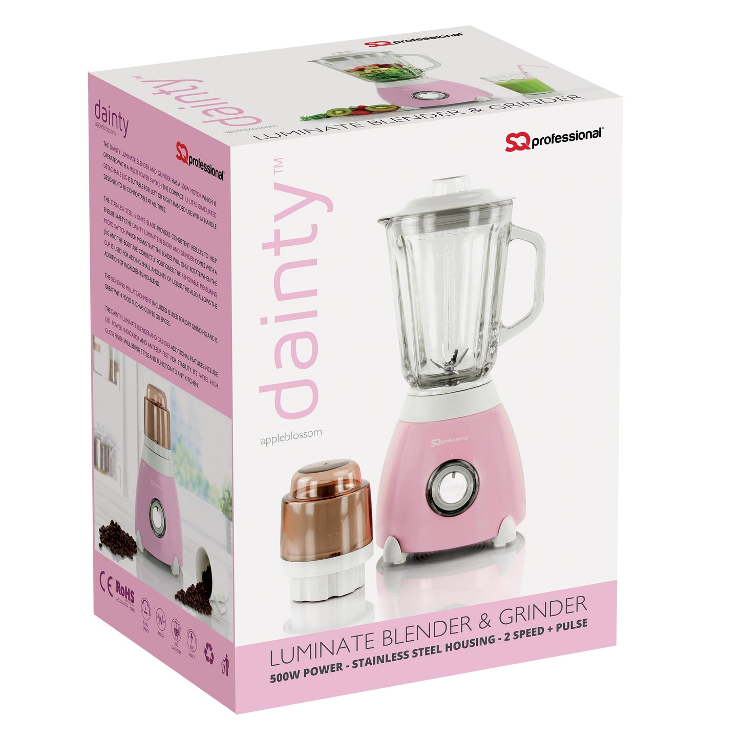 500W 2 in 1 Luminate Blender & Grinder - DAINTY - Appleblossom