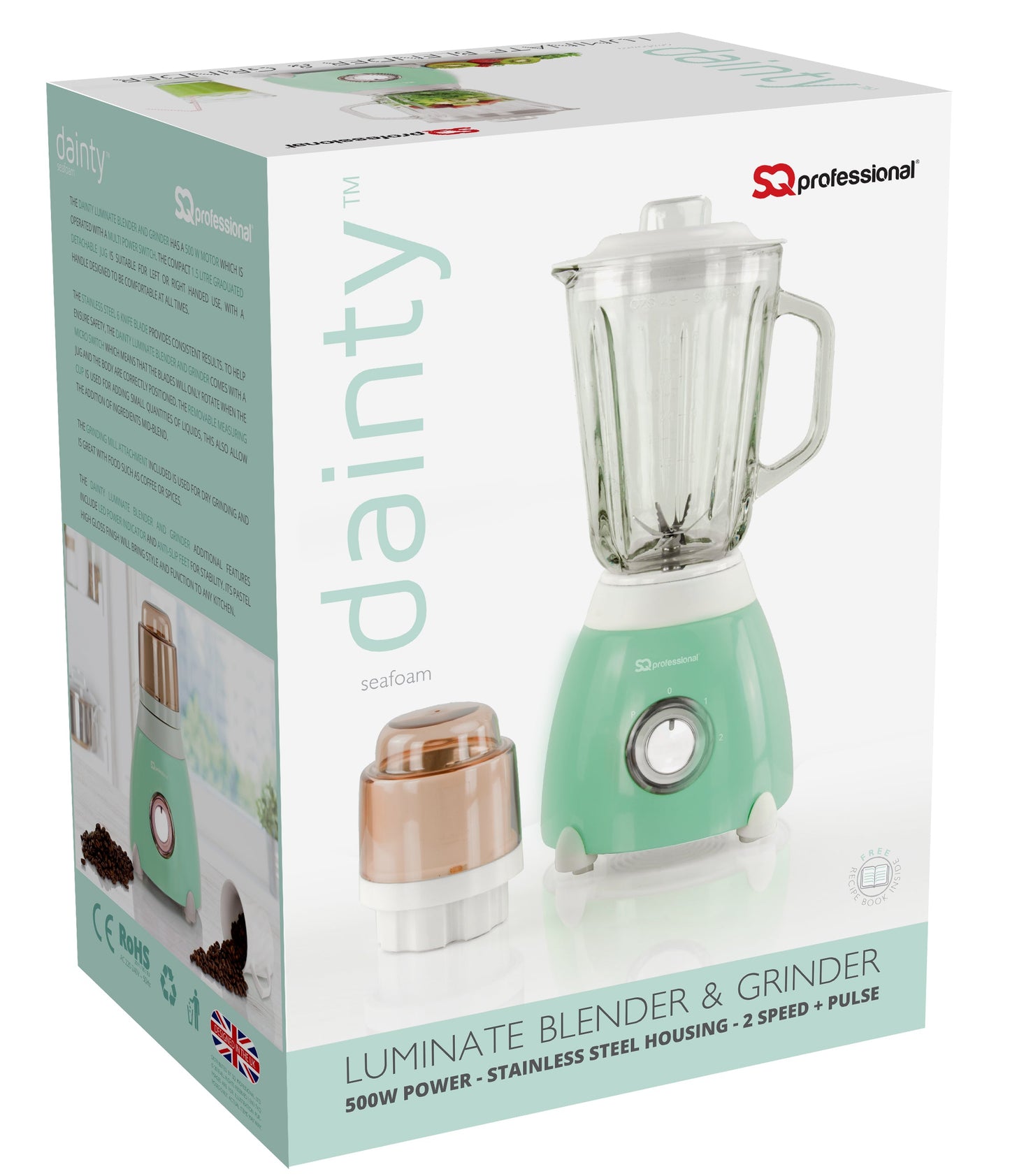 500W 2 in 1 Luminate Blender & Grinder - DIANTY - Seafoam
