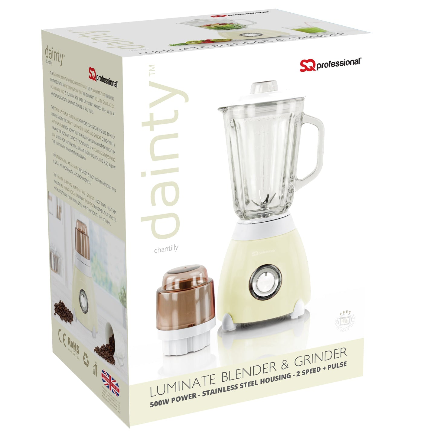 500W 2 in 1 Luminate Blender & Grinder - DAINTY - Chantilly