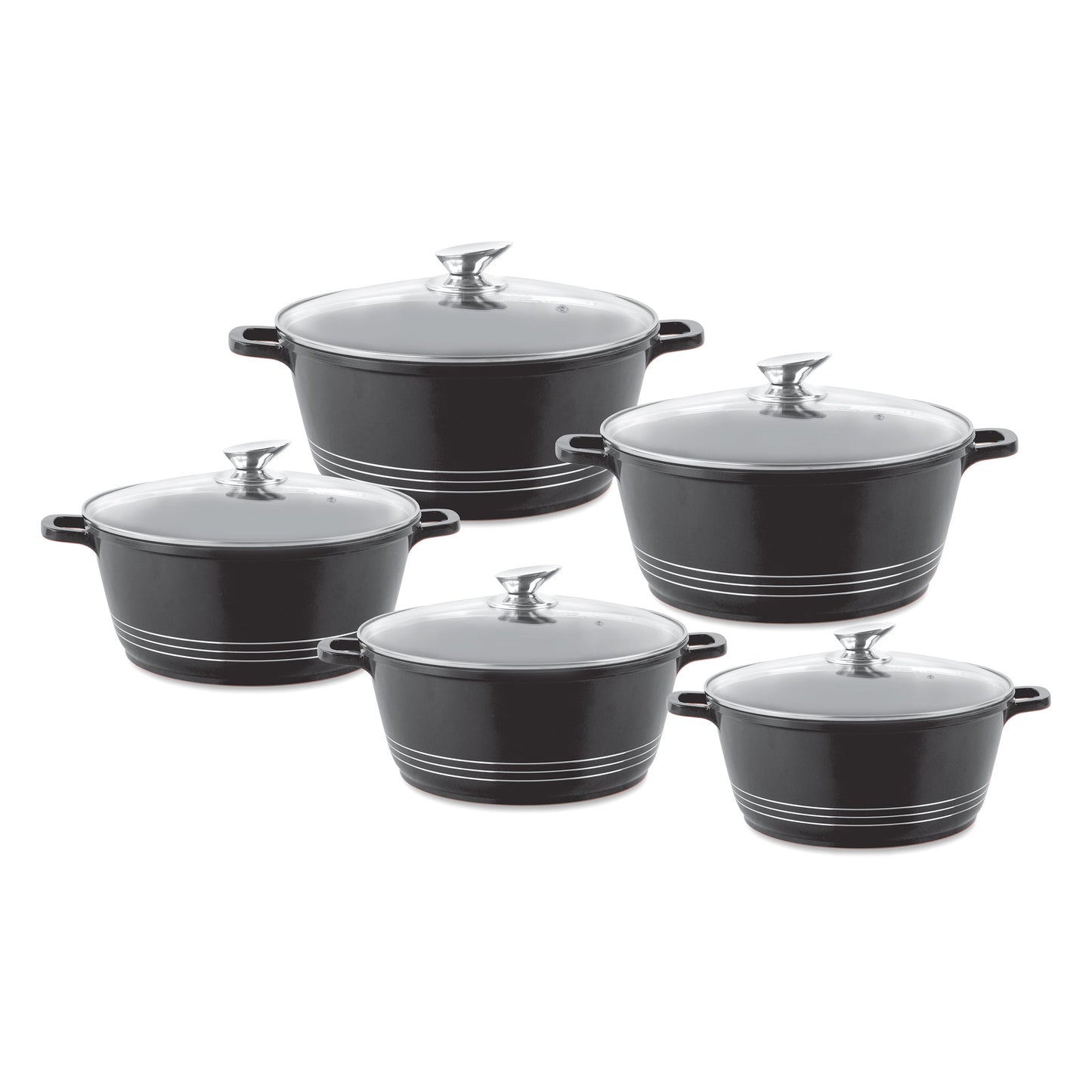 Die Cast Stockpots With Induction - DURANE - Black - 5 Pcs Set