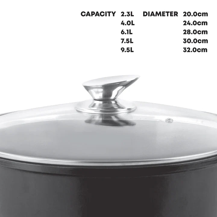 Die Cast Stockpots With Induction - DURANE - Black - 5 Pcs Set