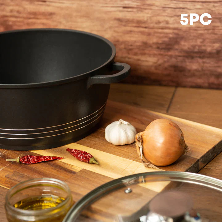 Die Cast Stockpots With Induction - DURANE - Black - 5 Pcs Set
