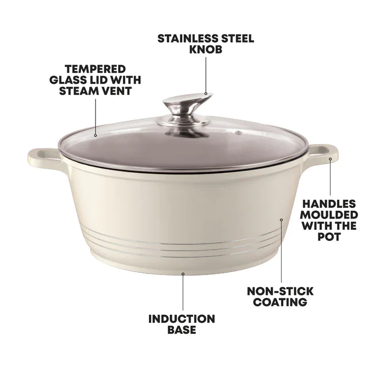 Die Cast Stockpot With Induction - DURANE - Cream - 28cm