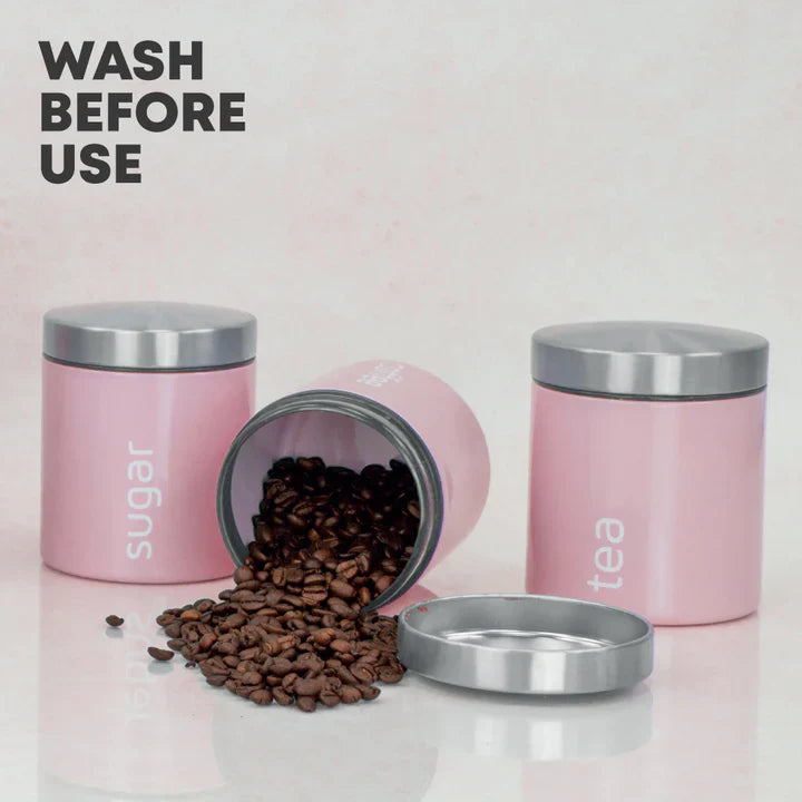 SQ Professional Dainty Airtight Food Canister 3pc Set - Appleblossom