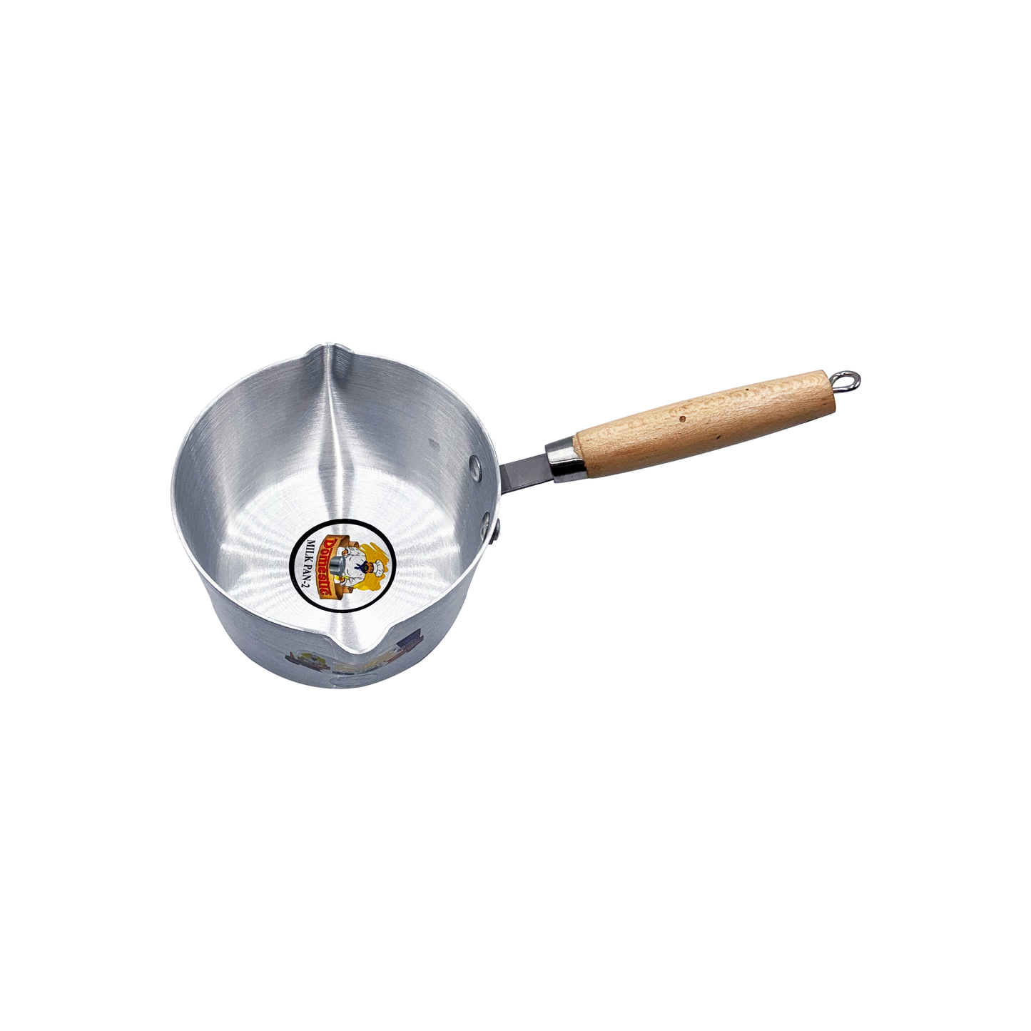 Domestic Aluminium Milk Pan With Wooden Handle - 16 cm