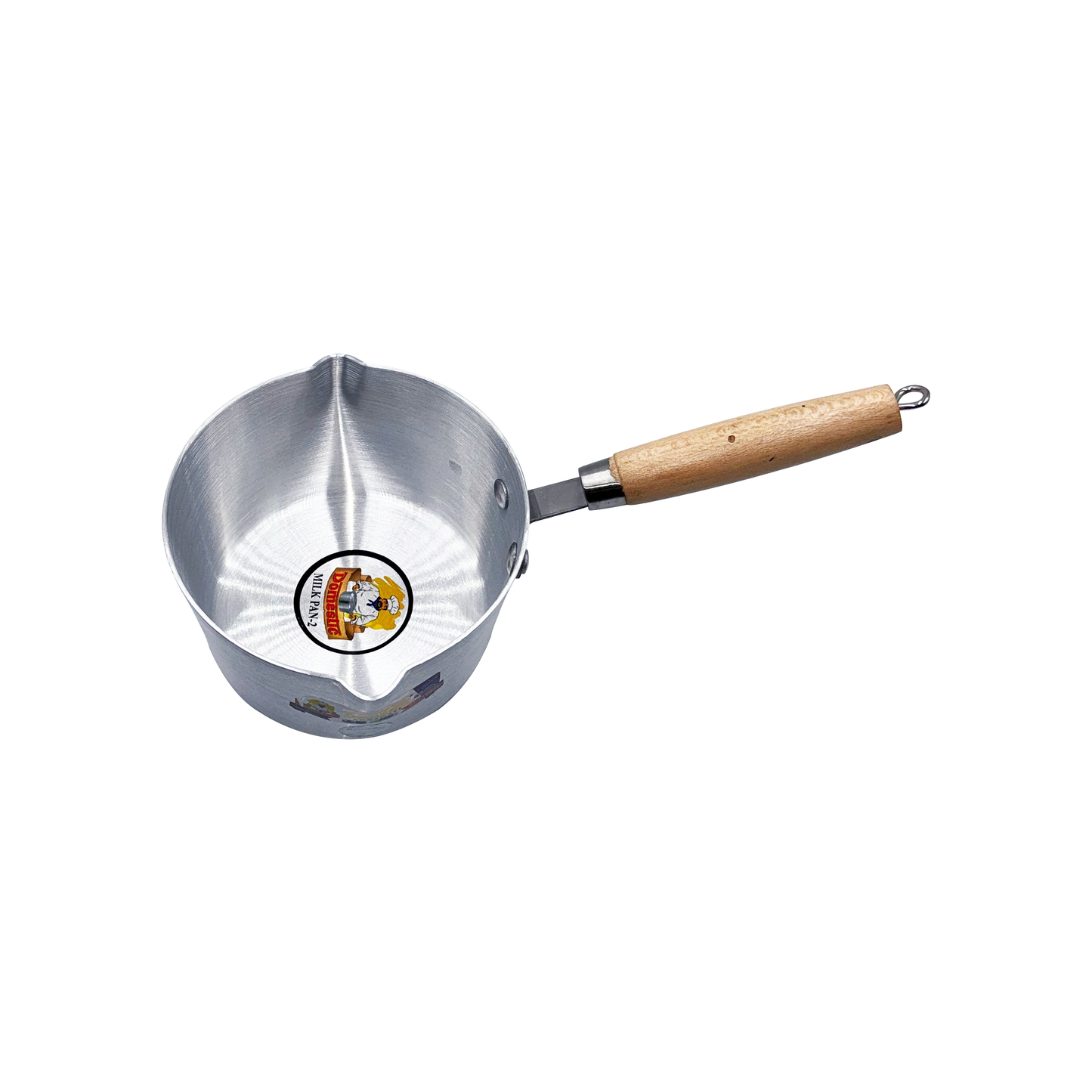 Domestic Aluminium Milk Pan With Wooden Handle - 18 cm