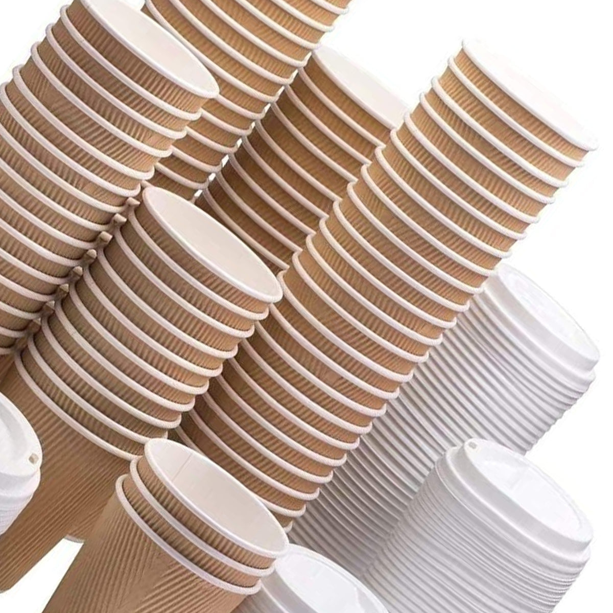 Disposable Cups With Lid 12 Oz - 100 Pcs