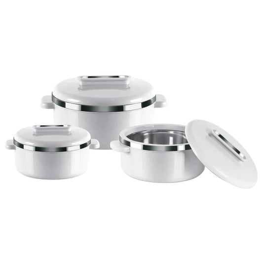 Curve Insulated Casserole Set 3pc-White