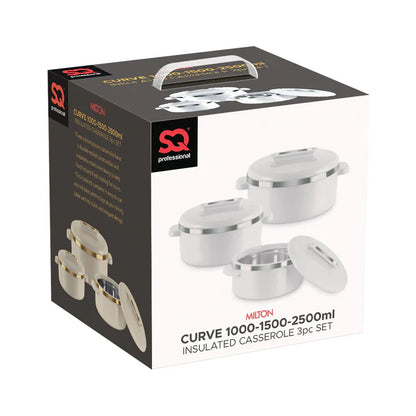 Curve Insulated Casserole Set 3pc-White