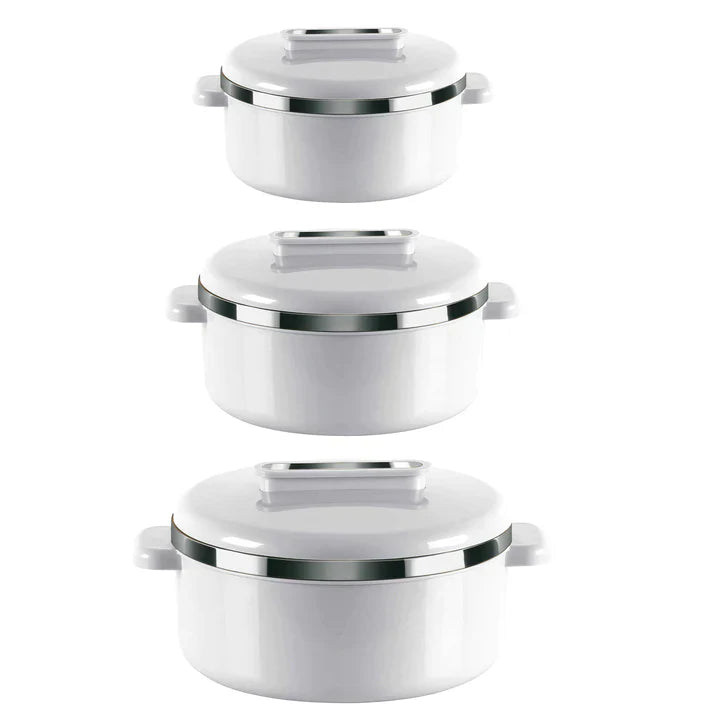 Curve Insulated Casserole Set 3pc-White