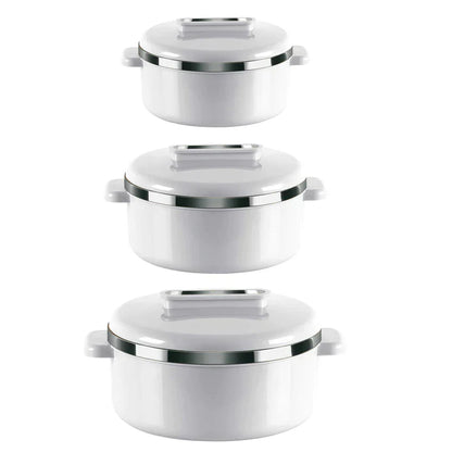 Curve Insulated Casserole Set 3pc-White