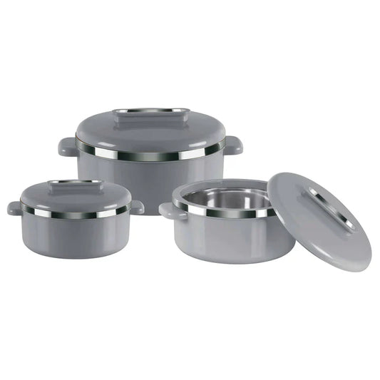 Curve Insulated Casserole Set 3pc-Grey