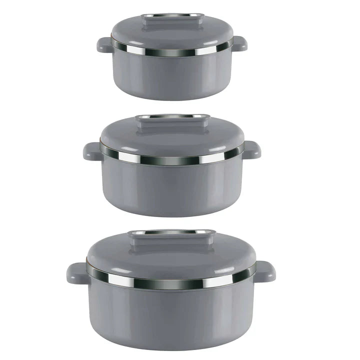 Curve Insulated Casserole Set 3pc-Grey