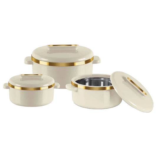 Curve Insulated Casserole Set 3pc-Cream