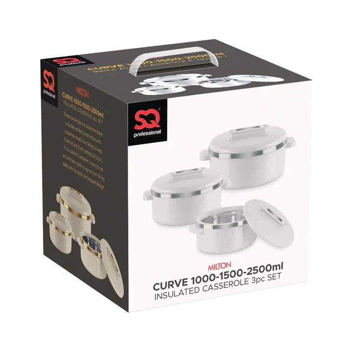 Curve Insulated Casserole Set 3pc-Cream