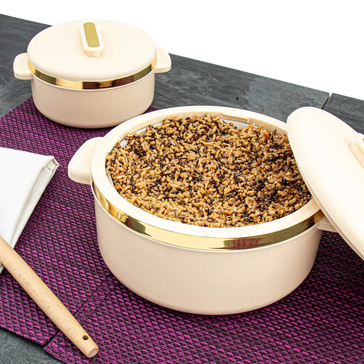 Curve Insulated Casserole Set 3pc-Cream