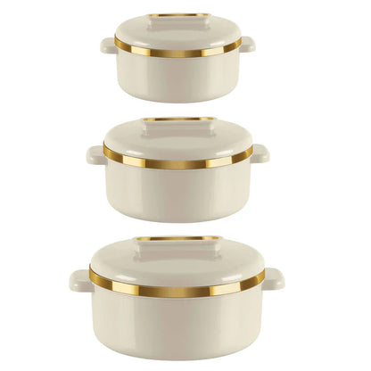 Curve Insulated Casserole Set 3pc-Cream