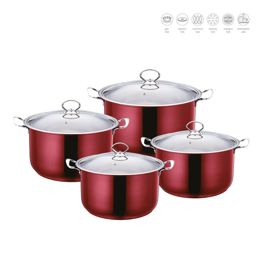 Stainless Steel Stockpot - Induction Base - RUBY - 4Pcs Set