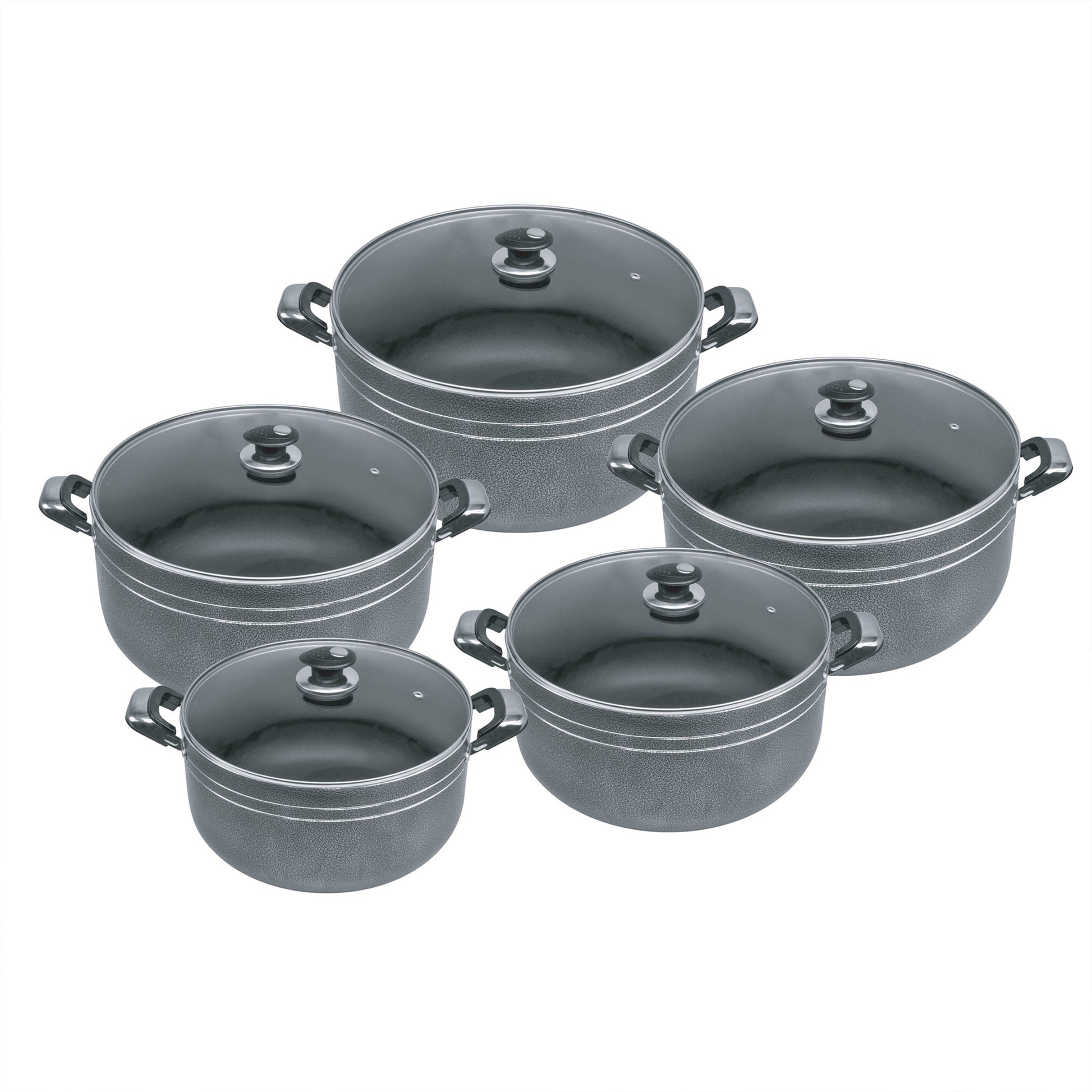 Large Stockpots - UNA - Black - 5 Pcs Set
