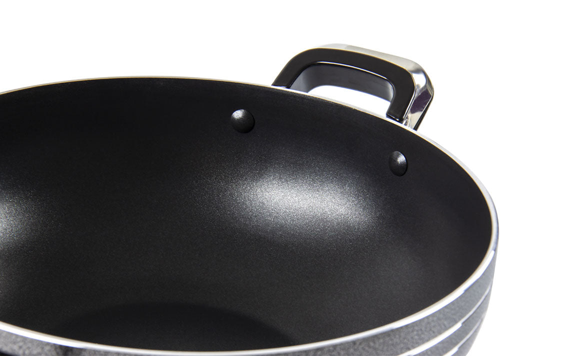 Two handle Wok / Kadai - UNA - Black - 24cm