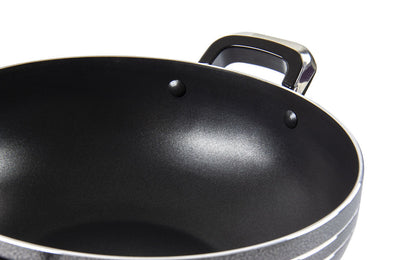 Two handle Wok / Kadai - UNA - Black - 32cm