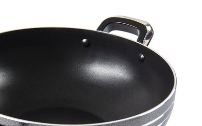 Two handle Wok / Kadai - UNA - Black - 28cm