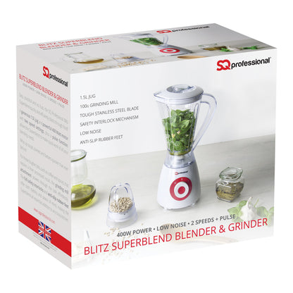 600W 2 in 1 Blender & Grinder - BLITZ SUPERBLEND - Red - 100g