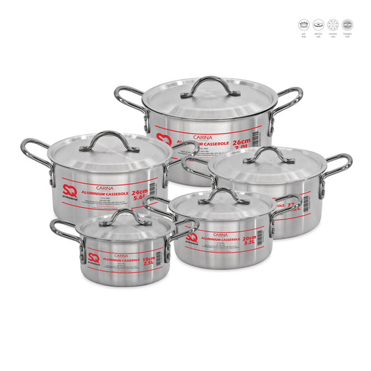 Aluminium Casseroles - CARINA - 5 Pcs Set
