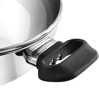 Stainless Steel Wok / Kadai With Glass Lid - Induction Base - DELUXE - 20 cm / 1.5 L