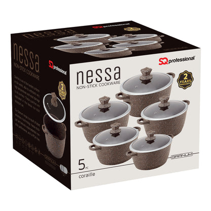 Granite Stockpots With Induction - NESSA GRANUM - Brown - 5 Pcs Set