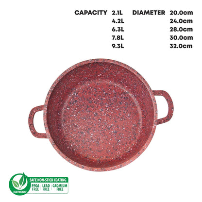 Granite Stockpots With Induction - NESSA GRANUM - Red - 5 Pcs Set