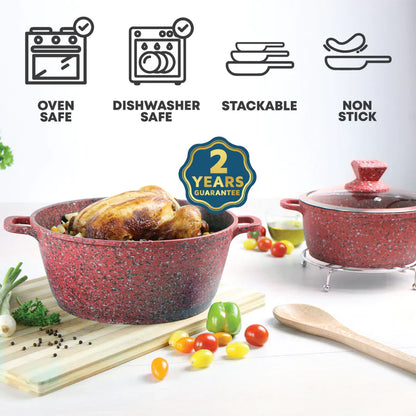 Granite Stockpot With Induction - NESSA GRANUM - Red - 30cm