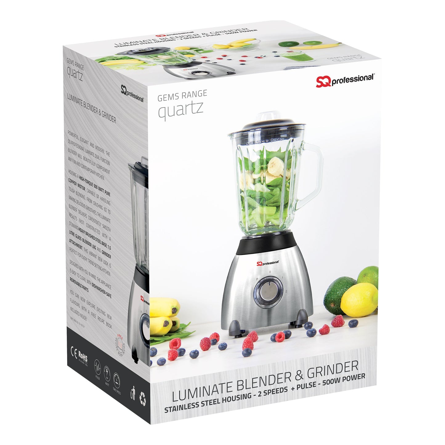 500W 2 in 1 Luminate Blender & Grinder - GEMS - Quartz