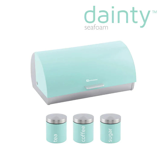 Bread Bin & Canisters Set - DAINTY - Seafoam