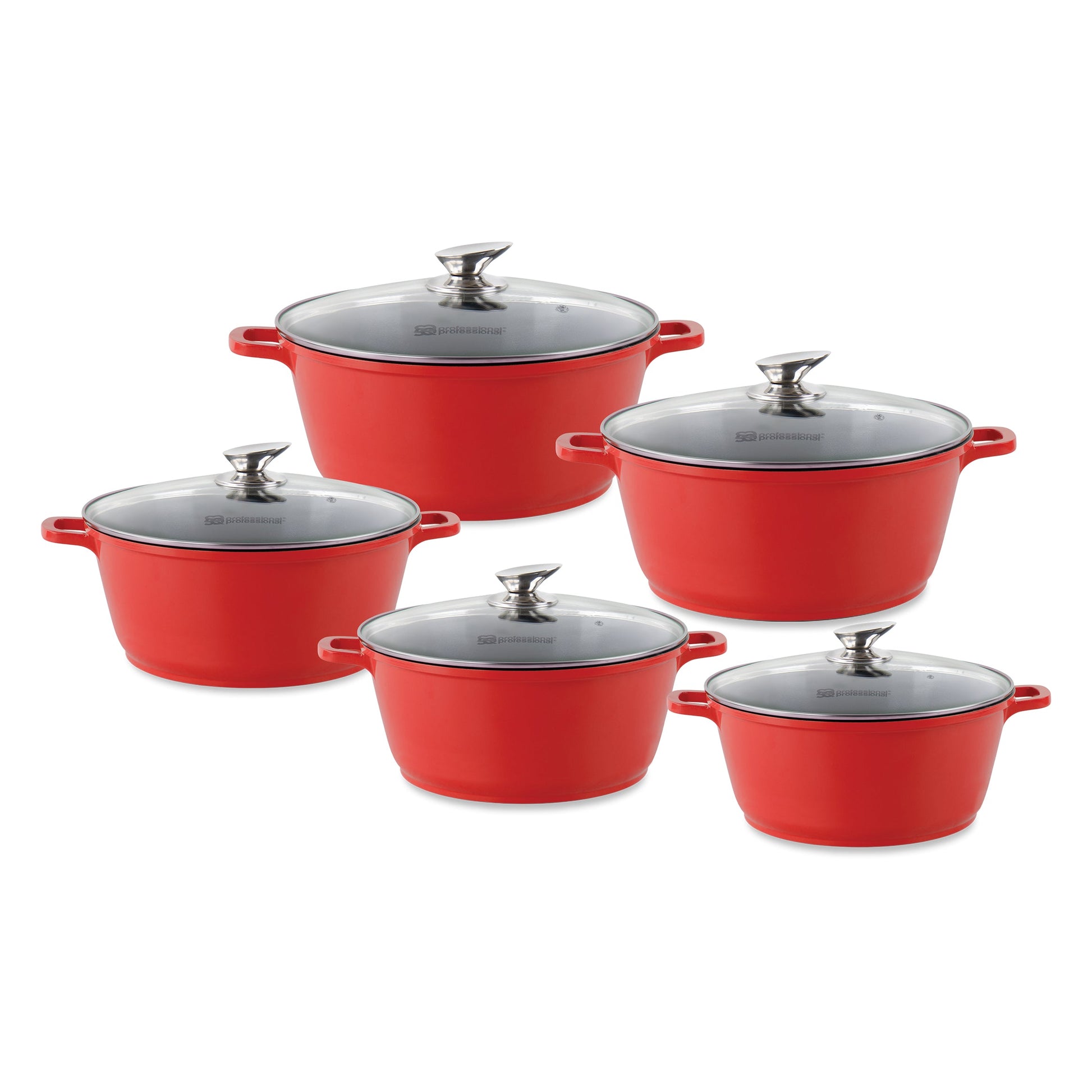 Die Cast Stockpots With Induction - NEA - Red - 5 Pcs Set