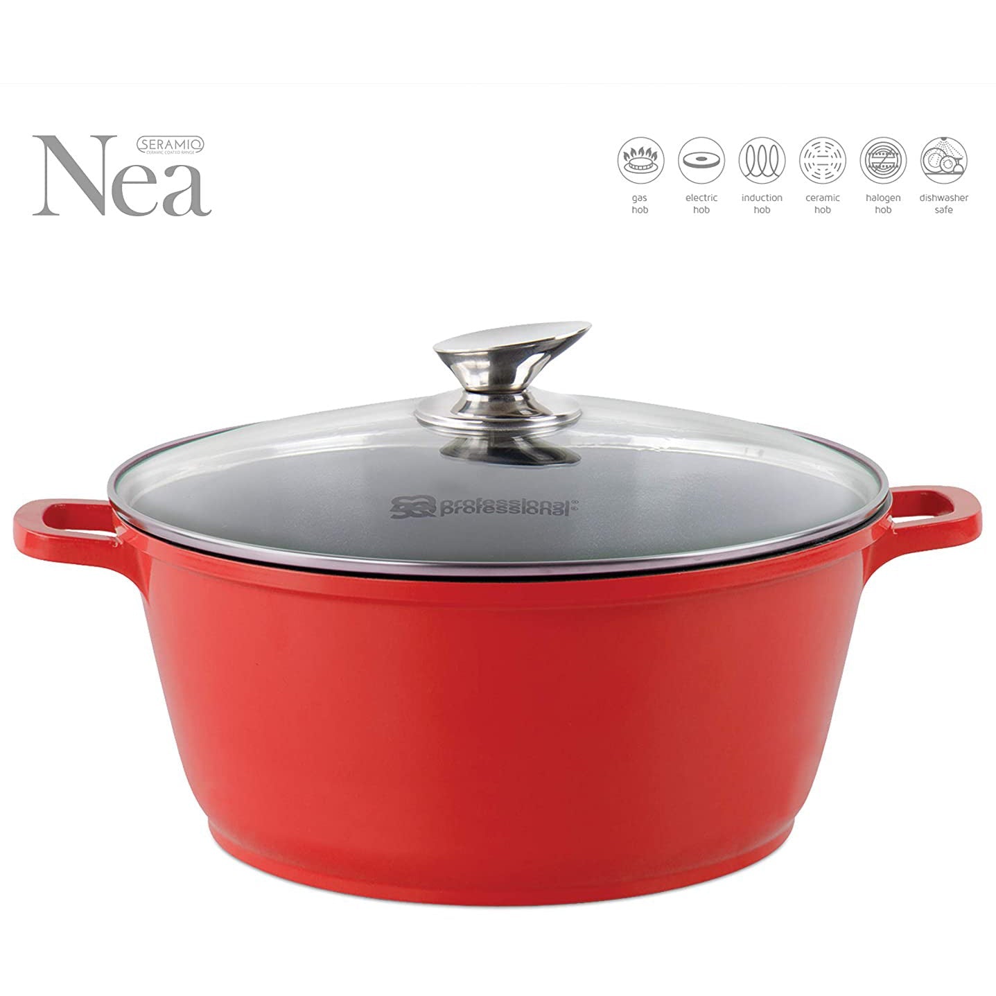 Die Cast Stockpot - Induction Base - NEA - Red- 24cm