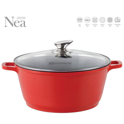 Die Cast Stockpot - Induction Base - NEA - Red- 28cm