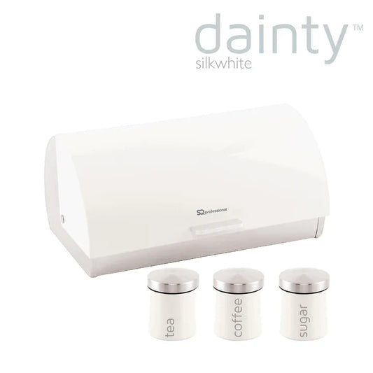 Bread Bin & Canisters Set - DAINTY - Silk White