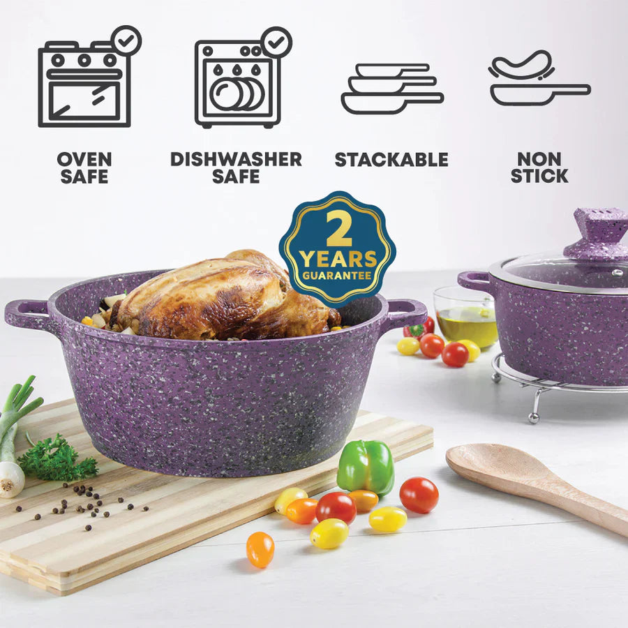 Granite Stockpot With Induction - NESSA GRANUM - Purple - 28cm