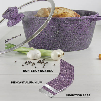 Granite Stockpots With Induction - NESSA GRANUM - Purple - 5 Pcs Set