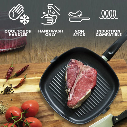 Non-Stick Square Grill Pan - Carbon Steel - ULTIMATE - 28CM
